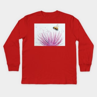 Bumble bee and Pink Flower Kids Long Sleeve T-Shirt
